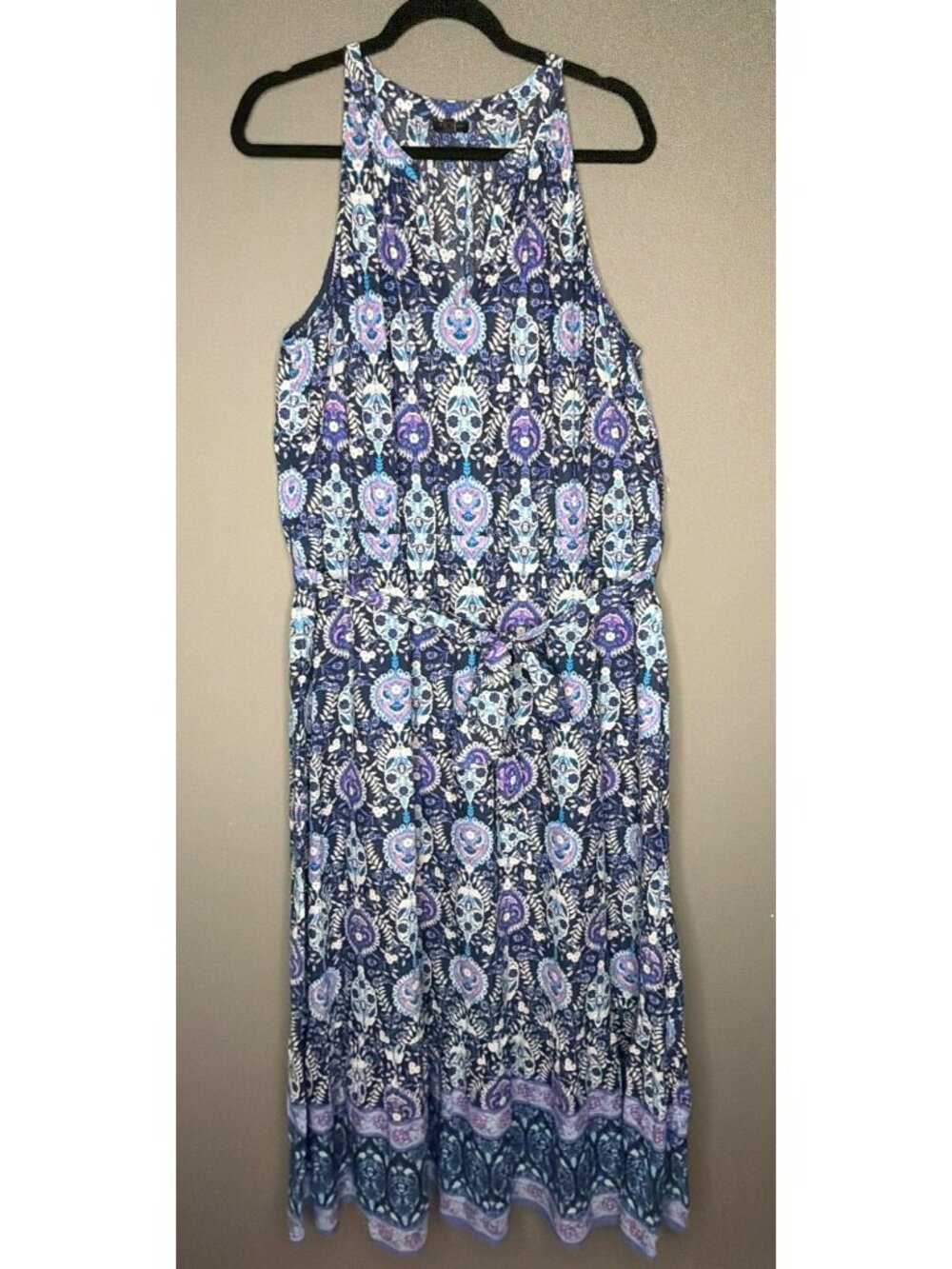 Talbot's Plus Maxi Dress Blue Floret Medallion
